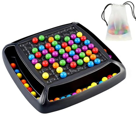 LIULINY Intellektuelles Schachbrett Doppelduell, 120 Stück Brettspiel Kugeln Elimination Brettspiel, Rainbow Ball Intellectual Chessboard, Gesellschaftsspiele für Kinder Und Erwachsene