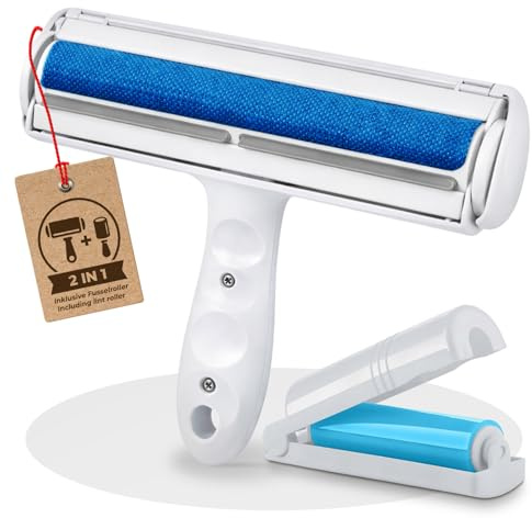 Veddelholzer rimuovi peli per animali con rullo levapelucchi – rimozione efficace dei peli su mobili, vestiti, tappeti e sedili auto. Riutilizzabile e lavabile, ideale anche per l’abbigliamento.