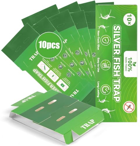 NUTKIT Trampa Pececillos de Plata – Pack de 10 | Trampas Adhesivas de Alta Eficacia para Pececillo de Plata y Pececillos de Papel,Inodora y No Tóxica