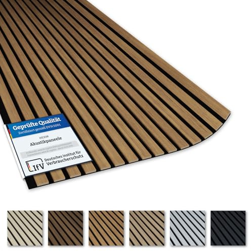 Akustiko Lamella Akustikpaneele 4 Stück 280x60cm - flexible Filz MDF Wandpaneele fugenlos - überlappende Holz Lamellenwand Wanddekor - Akustik Wandverkleidung (6.72m² Natural Teak)