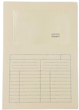Blasetti Cartelline Portadocumenti con Finestra - Sintex AVORIO raccoglitore documenti per ufficio, Formato A4, Confezione 50 pezzi, Carta 120gr, Aperta su due lati