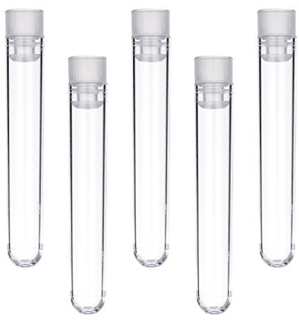 50 Pieces Clear Plastic Test Tubes 12 by 75 mm with Push Caps, 5 ml