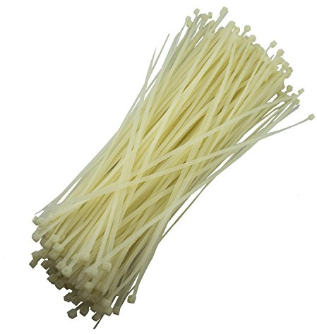 HAND Self-Locking Plastic Nylon Cable Ties, Zip Tie Wraps – White (5 mm x 300 mm - 250pcs)