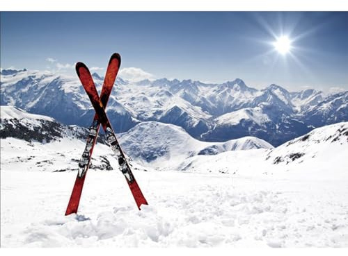 YongFoto 3x2m Vinyl Foto Hintergrund Winterlandschaft Schlitten Alpin Weihnachten Fotografie Hintergrund f黵 Fotoshooting Fotostudio Requisiten