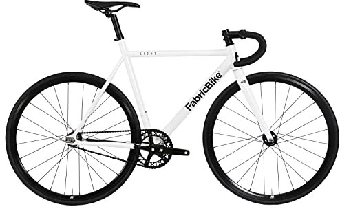 FabricBike Light PRO - Fixed Gear Fahrrad, Single Speed Fixie Starre Nabe, Aluminium Rahmen und Gabel, Räder 28, 6 Farben, 3 Größen, 8.45 kg (Größe M) (M-54cm, Light Pro Glossy White)