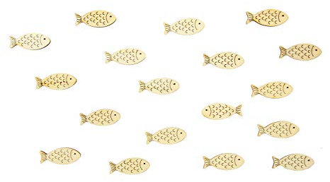 Oblique Unique® 18 Holz Fische Tischdeko Taufdeko Streuartikel Streudeko Verzierung für Taufe Kommunion Konfirmation Firmung Maritime Dekoration - Farbe wählbar (Natur)