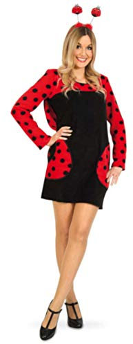 KarnevalsTeufel Marienkäfer Kostüm-Set Kleid Haarreif in rot schwarz (XX-Large)