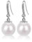 YAXUN Perlenohrringe Damen Ohrringe Ohrhänger Silber 925 und 5A Zirkonia Kristall Diamant, 12mm Runde Weiß Groß Perlen Tropfen Hängend Ohrringe, Schmuck Geschenke Für Frauen