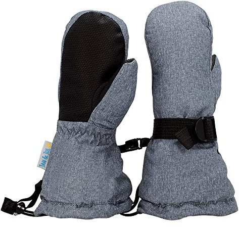 Jan & Jul Wasserdichte Winter-Schnee-Fäustlinge für Jungen (Heather Grey, L: 6-8J)