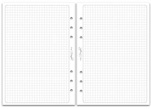 SinnWunder® 50 Blatt Din A5 (14,8 x 21 cm) Premium Notiz-Papier kariert - Für 6-Ringplaner