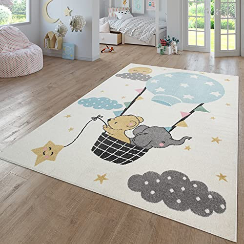 TT Home Teppich Kinderzimmer Kinderzimmerteppich Junge Mädchen Kinderteppich Modern Soft, Farbe: Creme, Größe:120x160 cm