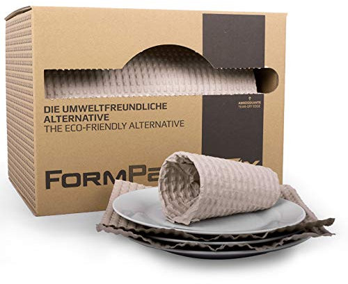 FORMPack Box | 3 Stück, Luftpolsterpappe 350 mm x 55 lfm g/m2 Spenderbox | Umweltfreundliches Noppenpapier Packpapier aus 100% Altpapier | Praktischer Polsterpapier Stopfpapier Spender