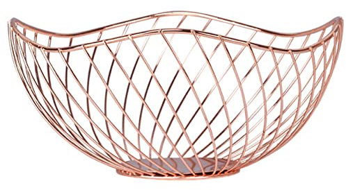 Fruit Bowl - Countertop Metal Fruit Basket - Gold & Rose Gold Fruit Bowls Vintage Style - Keeps Fruits and Veg Fresh