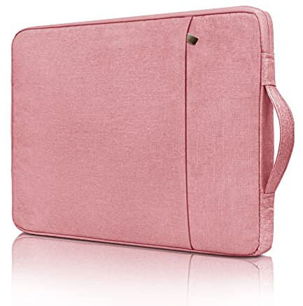 RAINYEAR 14 Zoll Laptop-Hülle aus Polyester mit Fronttasche, Rosa | Passend für 14-Zoll-Notebooks Chromebooks, 15-Zoll-MacBook Air (M5 M4 M3 M2) wasserdichte Schutzhülle im Aktenkoffer-Stil