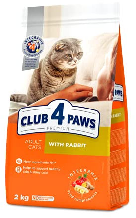 CLUB 4 PAWS Premium. Trockenfutter für ausgewachsene Katzen - Kaninchen, 2 kg