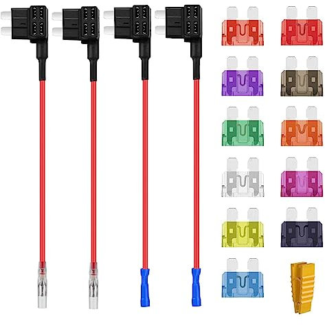 AUKENIEN Standard Stromdieb KFZ Autosicherung 12V Autosicherungen 2A 3A 5A 7,5A 10A 15A 20A 25A 30A 35A 40A Stecksicherung Add A Circuit Sicherungen Piggy back Flachsicherungsadapter für Auto LKW