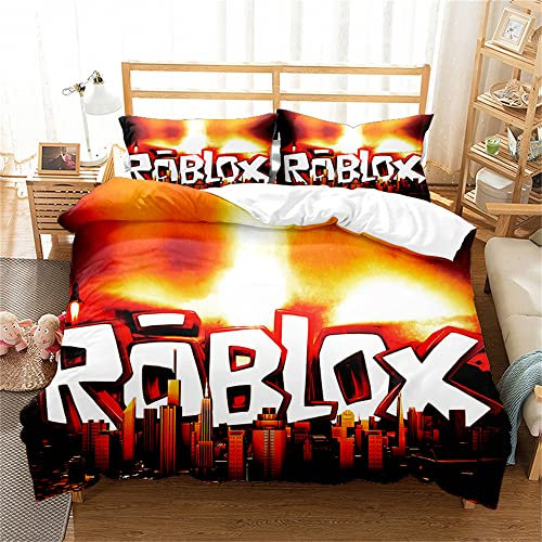 Ste-X Set Copripiumino Singolo Roblox A 200 Fili 100% Cotone Egiziano di qualità Alberghiera Ultra Morbido Anti Allergico di Lusso (200x200cm,Roblox 01)