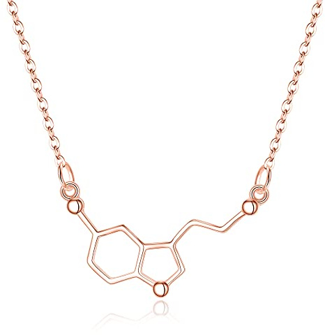Clearine Molekül Struktur Halskette 925 Sterling Silber Glück Neurotransmitter Serotonin Chemie Schmuck Geschenk für Liebhaber der Wissenschaft