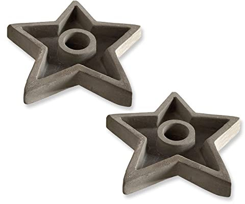 Kerzenhalter 2er Set Zement grau Sternform Industrial Look Beton Stern 12x12 cm Weihnachtsdeko