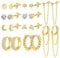 ALEXCRAFT Ohrringe Set Kleine Gold, 10 Paar Multipack Ohrringe Gold Ohrstecker Set Damen, 14k Vergoldet Creolen mit Kette Anhänger, Hypoallergen Ohrringe Gold Set für Mehrere Ohrlöcher
