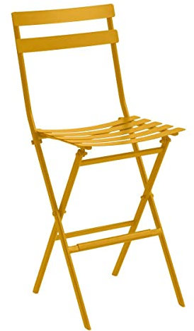 Hespéride - Lot de 2 Chaises Hautes Pliantes de Jardin Greensboro Moutarde - Acier Antirouille - 42 x 49 x 102 cm - Meuble d'Extérieur Pliable