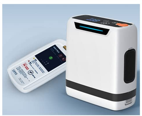 Generador de Concentrador de Oxígeno Portátil, Pulso y Oxígeno de Frecuencia Constante,Inhalador de Oxígeno de Alta Pureza al 96% 1-7 L/min,áreas de Gran Altitud por Encima de 6000m.,A 2pcs Batteries