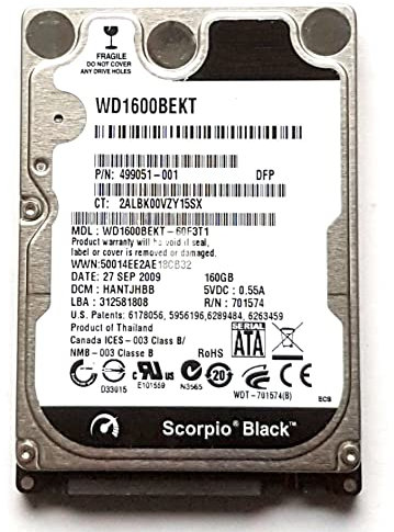 160 GB SATA WD1600BEKT-60F3T1 7200 RPM 16 MB HDD 2,5