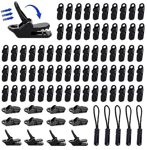 HUAZIZ 80 Stücke Zelt Clips Set, Plane Clips, Kleine Clamp Plane, Planenhalter Clips, Planen-Klemmen, Winddichte Markisen Clips, Camping Vorzelt Klemme Clips Kunststoff Krokodilklemme für Outdoor