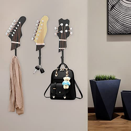 3 Ganci Decorativi a Forma di Chitarra Vintage, Ganci Appendiabiti da Parete Appendiabiti per Chitarra da Parete, Ganci Decorativi Appendiabiti per Appendere Vestiti Cappotti Asciugamani Chiavi Cappel
