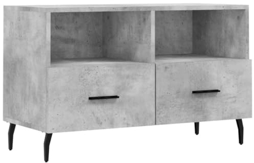 vidaXL TV Schrank, Fernsehschrank mit Eisenbeinen, Fernsehtisch für Wohnzimmer, Lowboard Sideboard TV Ständer TV Gerät, Betongrau Holzwerkstoff