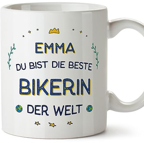 Mugffins Tassen Personalisierten für BIKERIN Frau - Auf Deutsch - Beste der Welt - 11 oz / 330 ml - Individuell Anpassbar Geschenk Mitarbeiter