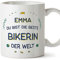 Mugffins Tassen Personalisierten für BIKERIN Frau - Auf Deutsch - Beste der Welt - 11 oz / 330 ml - Individuell Anpassbar Geschenk Mitarbeiter