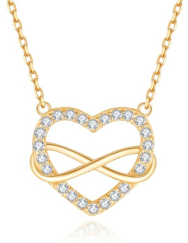 Jrêveinfini Unendlichkeitszeichen Halskette Gold Damen Silber 925 mit Anhänger, Mutter Tochter Herz Infinity Kette Mama, Personalisiert Kette Freundin, Valentinstag Schmuck Geschenke für Frauen