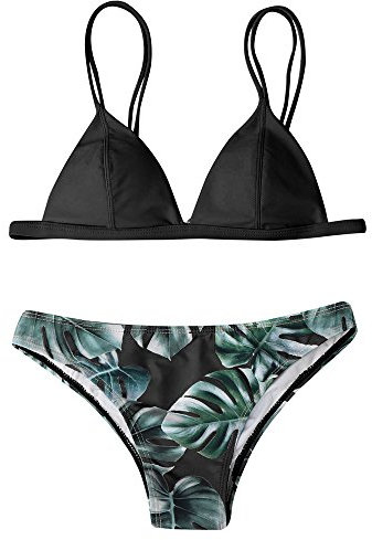 Badeanzug Damen Schwarz Rot - Frauen Gepolsterter Druck BadebläTter Bikini Push-Ups Set BadeanzüGe 'S Set ArmbäNder FüR Uhren