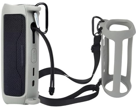 Étui Sliocne pour JBL Flip 6, Haut-Parleur Bluetooth Portable Léger Voyage Housse Protectrice avec Bandoulière et Mousqueton, Etui Seul (Gris)