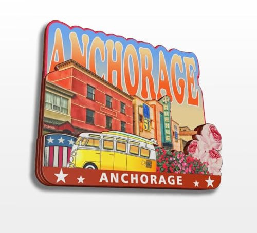 Anchorage Alaska State USA America Holz-Kühlschrankmagnet, lustig, 3D, handgefertigt, Stadt, Reise, Souvenirs, Basteln, Kühlschrankaufkleber, Heimbüro, Dekoration, Sammlung, Geschenk