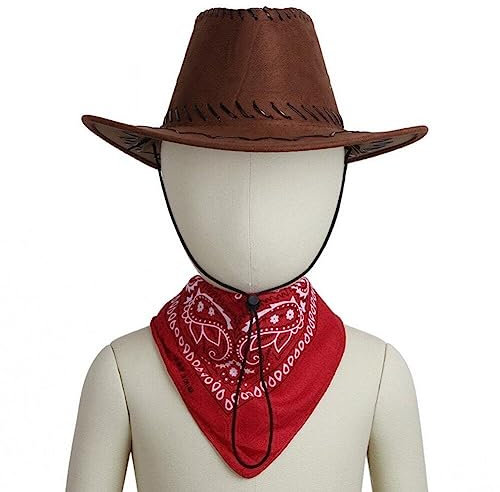 Lpitoy Western-cowboyhut Mit Halstuch, Cowboy-partyhüte, Bandanas-Pack, Western-cowboyhut Für Halloween, Cosplay, Kostüm, Verkleidung, Partyzubehör
