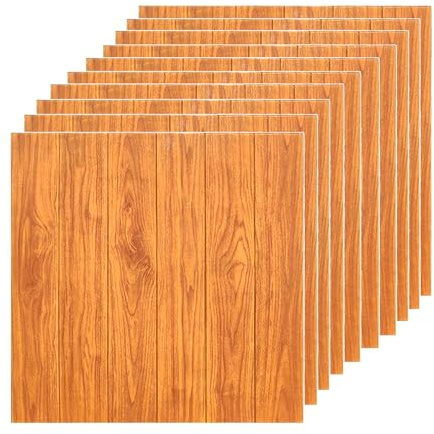 OCEANO 10pz Pannelli adesivi 3d decorativi parete carta da parati moderna realistica muro mattoni pietra casa cucina soggiorno camera da letto cameretta bagno morbida schiuma PE (Legno Scuro)