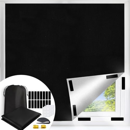 100% Blackout Blinds for Window,300X145CM Stick on Blackout Blinds for Windows Fits Any Size Shape Window.Portable Window Blackout Curtains with 30X Nano Tape