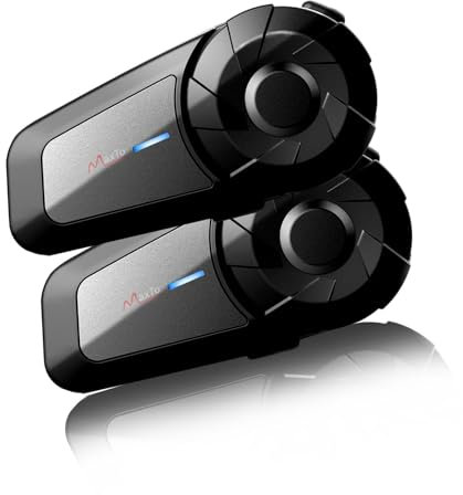 QSPORTPEAK Motorrad Intercom Bluetooth Headsets,MX1 Fahrer 800M universelles Intercom,HiFi-Stereosound/IPX5 wasserdicht/Anrufmusiksteuerung,Motorradhelm-Lautsprecher-Intercom-Headset Doppelpack