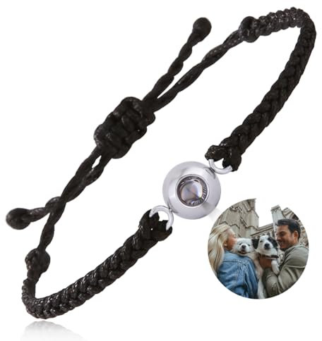 EMIRISTIC Braccialetto personalizzato con foto con immagine all'interno, braccialetto personalizzato con nodo piatto codice Morse per ogni occasione, Free Size, Nylon, Senza pietre preziose.