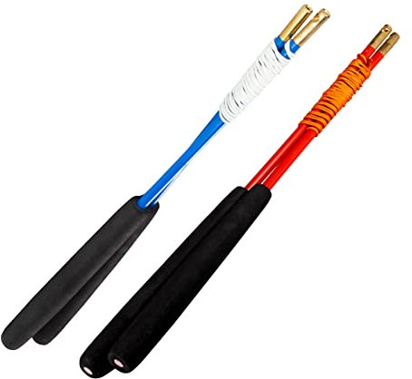 YOSTAR Lot de 2 baguettes de diabolo pour diabolo diamètre moyen taille 5 avec cordon (bleu + orange)