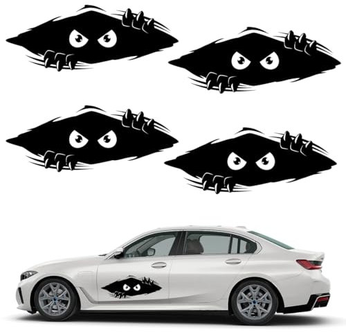 Autoaufkleber, 4 Stk 3D Lustige Monster Aufkleber, selbstklebend Wasserdicht Monster Aufklebern, Graffiti Sticker, Kratzaufkleber abdecken, für Motorrad Helm Fenster Wand Laptops