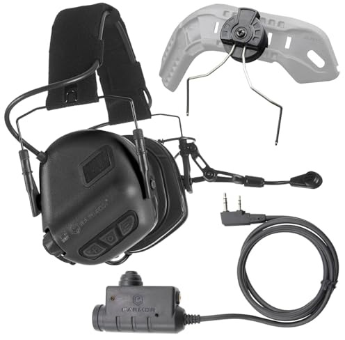 Earmor Bundle: M32 Plus Headset + ARC Fast Helmadapter + M51 PTT Radioadapter – Aktiver Gehörschutz, IPX5, Komplettset