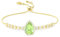 Linawe Bracelet à breloques en péridot vert, bracelets à chaîne en or et strass en cristal et strass pour femmes, ensemble de bracelets Birthstone Moissanite et zircone cubique, bijoux fantaisie