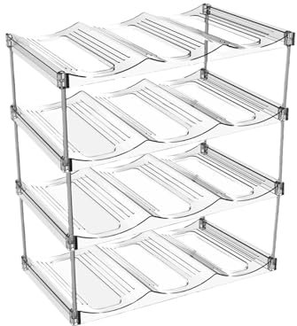 Tumbler Holder Organizer | Stackable Water Bottle Holder | 4 Tier Tumbler Rack | Cabinet Tumbler Organizer | Space Saving Tumbler Rack Large Compartment Solution for organizing sports water bottles