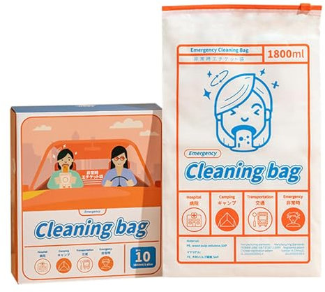 Absorbierende Erbrochene Beutel,Reise Erbrochene Beutel,10er-Pack Kotzbeutel - 1800 ml auslaufsichere Flugzeug-Krankenbeutel verwandeln Erbrochenes in Gel und verhindern Geruch