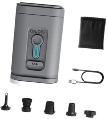 perfk Pompe à Air Portable pour Gonfleur Gonflable, Dégonfleur, Accessoires pour Outils, Pompe à Matelas Pneumatique pour Sacs de Rangement sous Vide, Annea, Gris