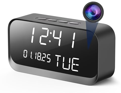 Clock Camera - WiFi Nanny Camera with 1080P HD Video, AI Motion Detection, Clear Night Vision, Dual Band WiFi, Bluetooth Connectivity, Local and Cloud Storage, Camera