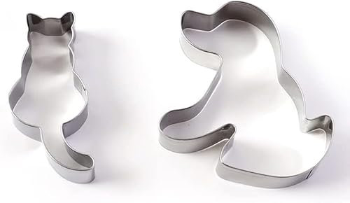 Ausstechformen-Set mit Katzen- und Hunde-Ausstechformen, Edelstahl, Tierform, Anzug, kleine Ausstechformen für Küche, Backwerkzeug, 2 Stück